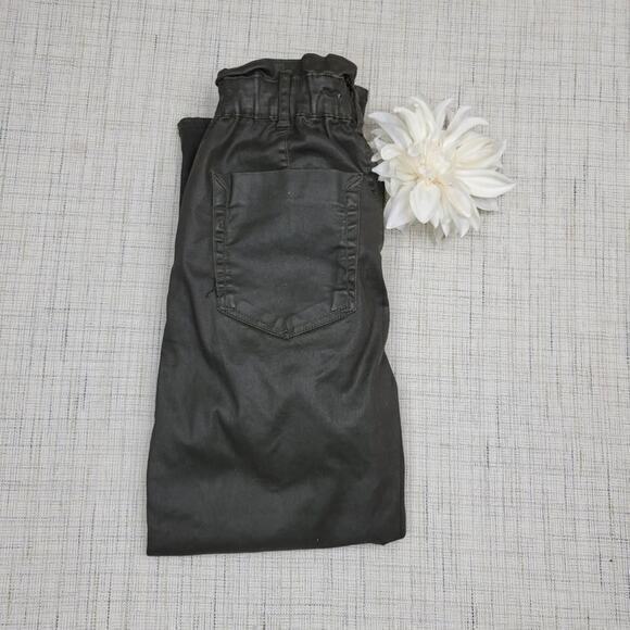 ZARA Coated Paperbag Olive Green Pants 4 - Picture 8 of 8